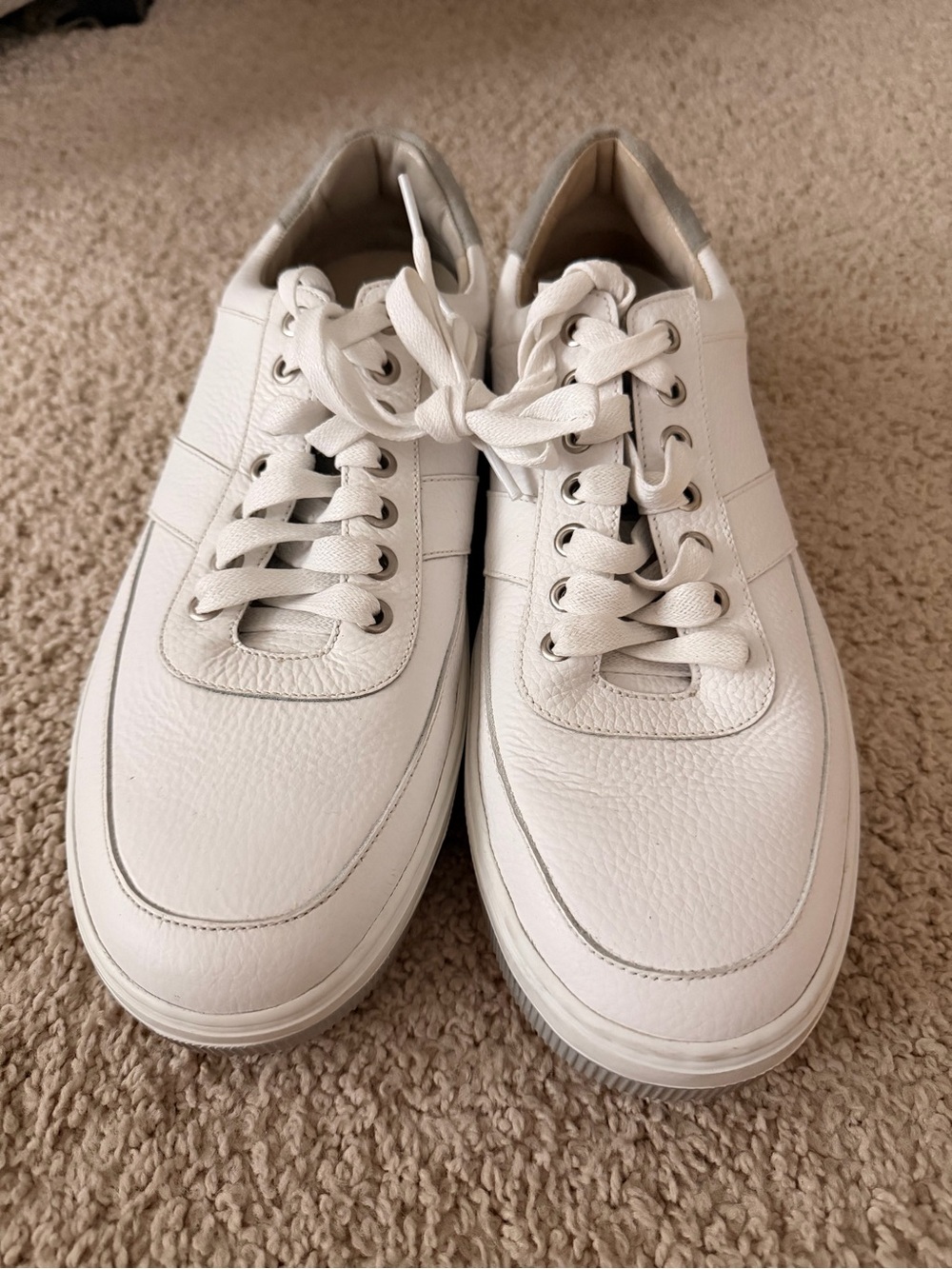 Peter Millar Men's White Leather Low-Top Sneakers